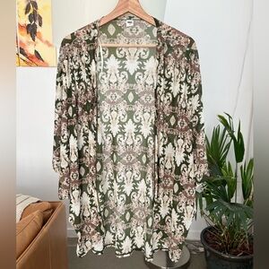 Doll Swimwear Green & White Beach Cover Up / Kimono